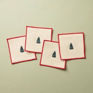 Hearth & Hand Magnolia 4pc Embroidered Tree Cocktail Napkins